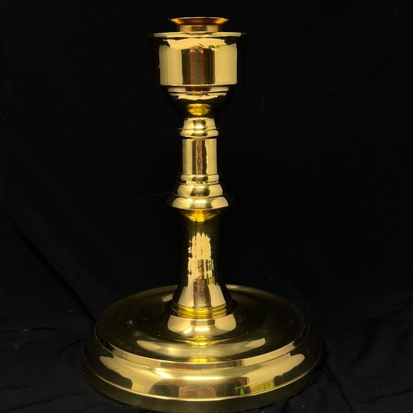Candlestick / Candleholder Solid Brass 7.25 Tall 5.25” Diameter Base - Picture 3 of 8